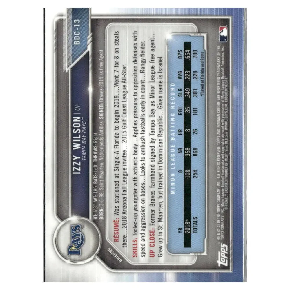 2019 Bowman Draft Sapphire Edition #BDC-13 Izzy Wilson